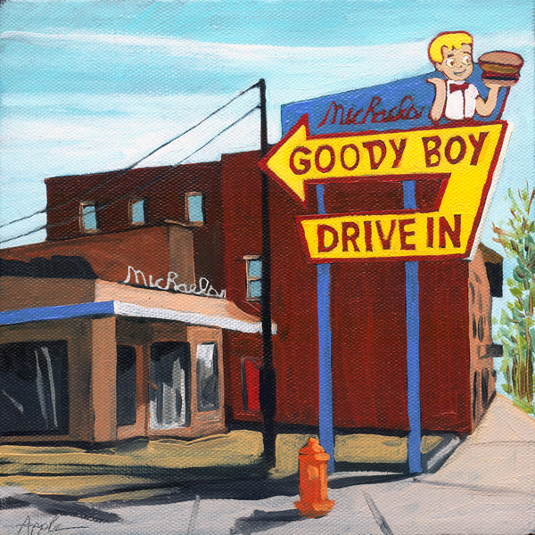 600x600 Old Diner City Icon Tradition Landscape Original Oil Painting By - The Diner Painting Original