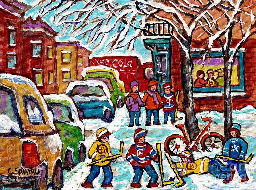 900x667 Original Artwork For Sale Wilensky Diner Hockey Game Montreal - The Diner Painting Original