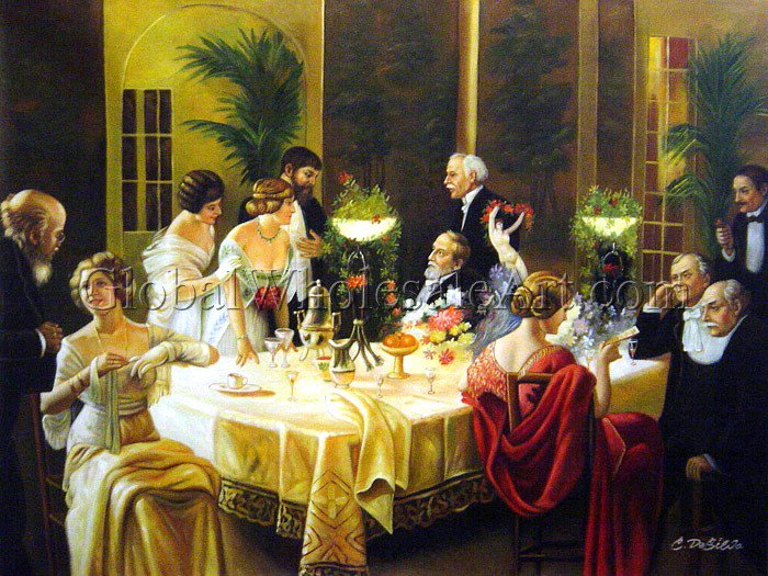 700x525 Jules Alexandre Grun - The Dinner Painting