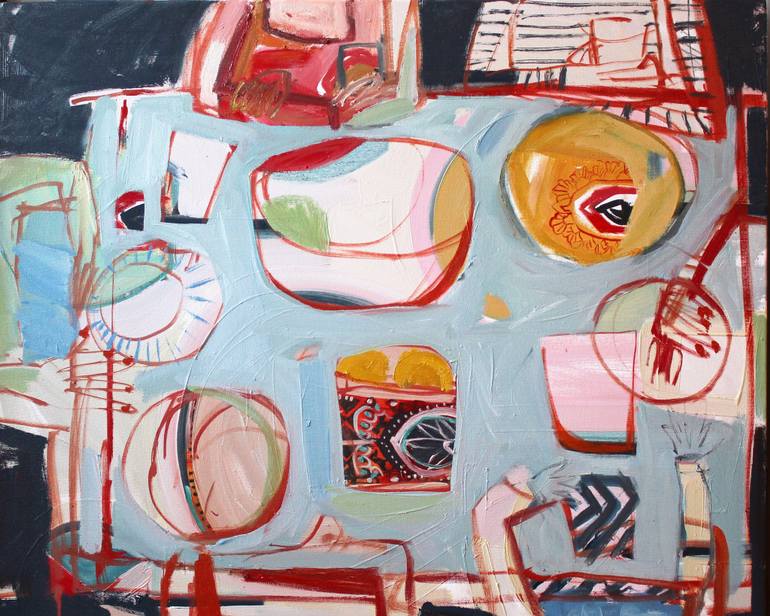 770x616 Saatchi Art The Dinner Party V (Currently Exhibited) Painting By - The Dinner Painting