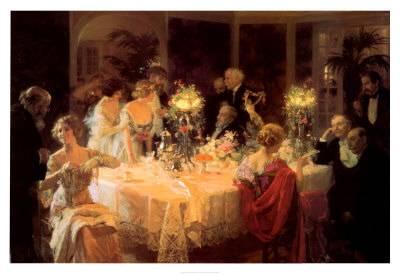 400x274 The Dinner Party Art Print By Jules Alexandre - The Dinner Painting