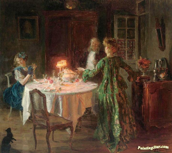 720x642 The Dinner Party Artwork By Jules Alexandre Grun Oil Painting - The Dinner Painting