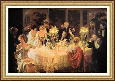 450x320 The Dinner Party By Jules Grun, Finest Quality Print, Solid Wood - The Dinner Party Painting