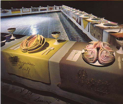 500x425 Judy Chicago's The Dinner Party (By Jane Davila) Ragged Cloth - The Dinner Party Painting