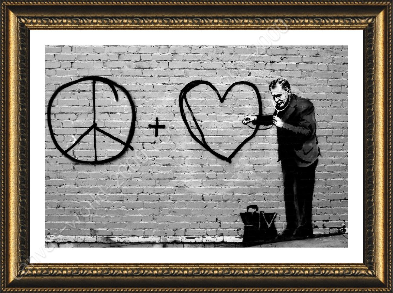 1300x967 Framed Poster Doctor Peace Love Black And White Banksy Frame Oil - The Doctor Painting Print