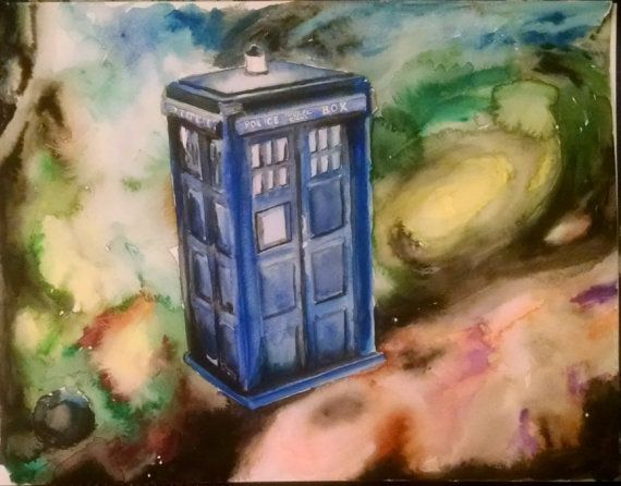 570x446 Original Watercolor Painting Print Doctor Who By Designandartwork - The Doctor Painting Print