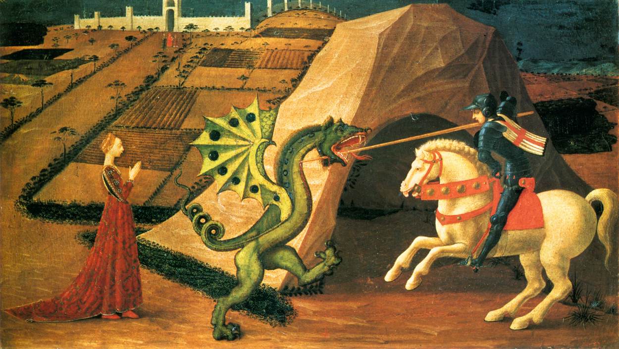1250x705 St George And The Dragon 1458 60 Painting Paolo Uccelo Oil Paintings - The Dragon Painting