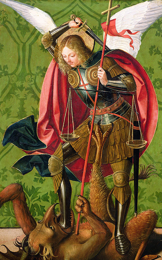 561x900 St. Michael Killing The Dragon Painting By Josse Lieferinxe - The Dragon Painting