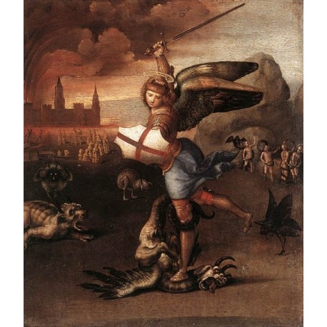 458x458 St. Michael And The Dragon By Raphael Sanzio Art Gallery Oil - The Dragon Painting