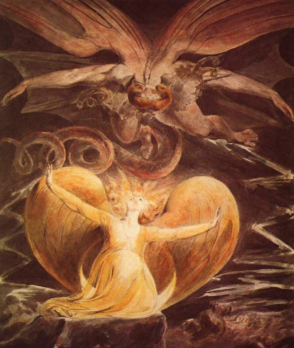 590x699 The Great Red Dragon Paintings By William Blake It's All About - The Dragon Painting
