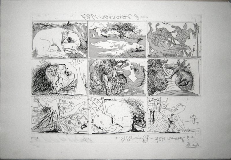 800x552 The Dreams And Lies Of Franco Original Art By Pablo Picasso - The Dream And Lie Of Franco Painting