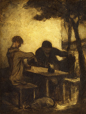 300x400 The Drinkers Painting Honore Daumier Oil Paintings - The Drinkers Painting