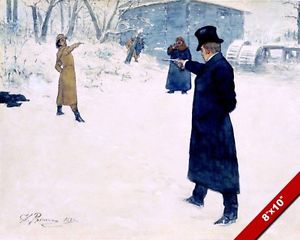 300x240 Onegin Lensky 1800's Era Pistol Duel In Winter Painting Real - The Duel Painting