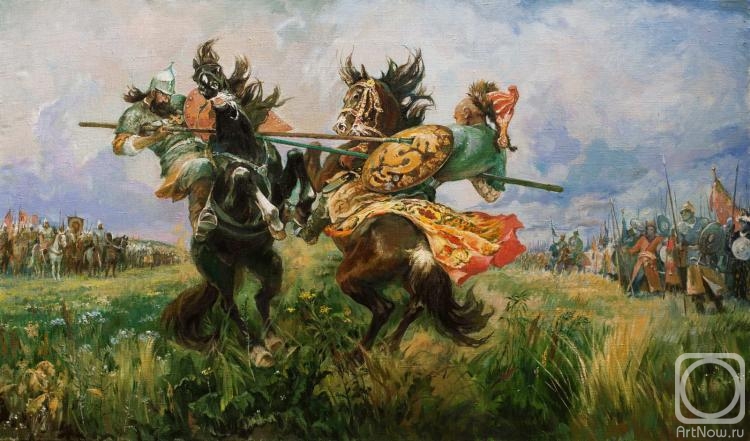 750x441 Painting Duel Of Peresvet With Chelubey. The Copy Of Avilov'S - The Duel Painting