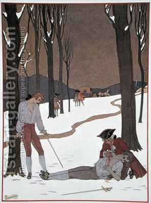 297x400 The Duel Between Valmont And Danceny (After) Barbier, Georges - The Duel Painting