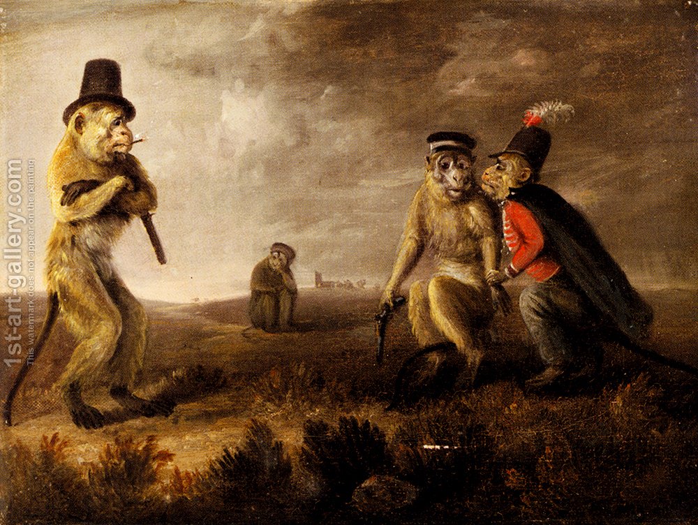1000x752 Before The Monkey Duel Edmund Bristow Reproduction 1st Art Gallery - The Duel Painting