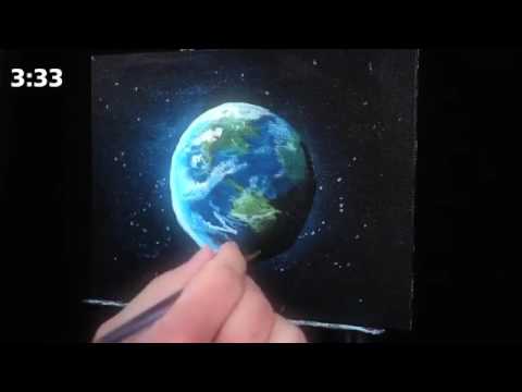 480x360 Painting The Planet Earth With Acrylics In 10 Minutes - The Earth Painting