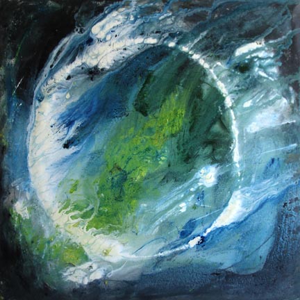 432x432 Green Earth Abstract Painting Original Art Robert R Fine - The Earth Painting