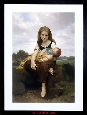305x400 Painting Bouguereau Elder Sister Framed Picture Art Print F97x9399 - The Elder Sister Painting