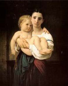 233x294 The Elder Sister Painting William Bouguereau Oil Paintings - The Elder Sister Painting