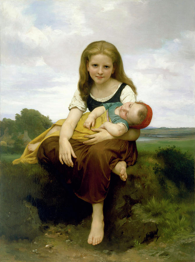 670x900 The Elder Sister Painting By Adolphe William Bouguereau - The Elder Sister Painting