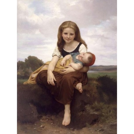 458x458 The Elder Sister By William Adolphe Bouguereau - The Elder Sister Painting