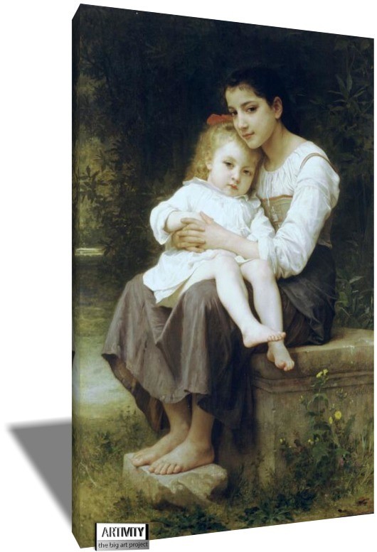 530x777 The Elder Sister, William Adolphe Bouguereau Framed Canvas, Only - The Elder Sister Painting