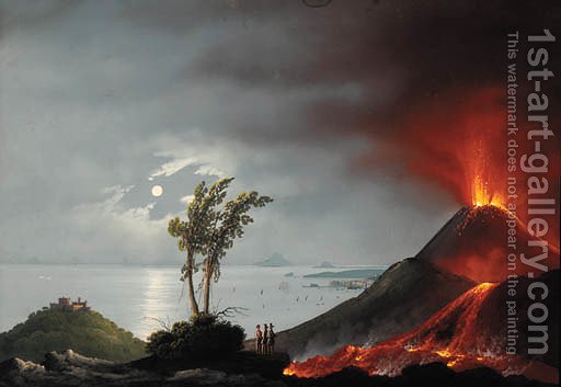 512x353 The Eruption Of Mount Vesuvius Italian School Reproduction 1st - The Eruption Of Vesuvius Painting