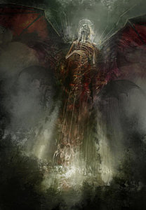 208x300 Utherworlds The Clouding Painting By Philip Straub - The Fallen Angel Painting