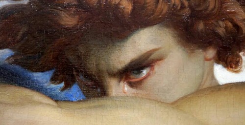 500x256 Art Eyes Painting Details Anger Angel Tear Detail Tale Paintings - The Fallen Angel Painting
