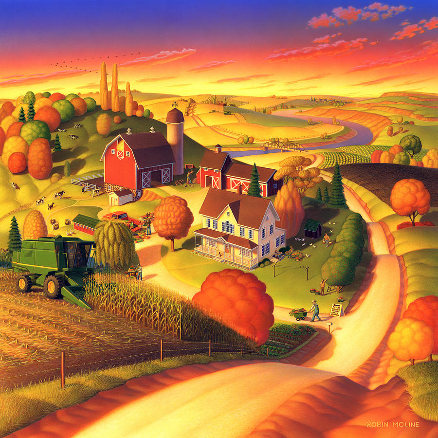 900x900 Fall On The Farm Painting By Robin Moline - The Farm Painting