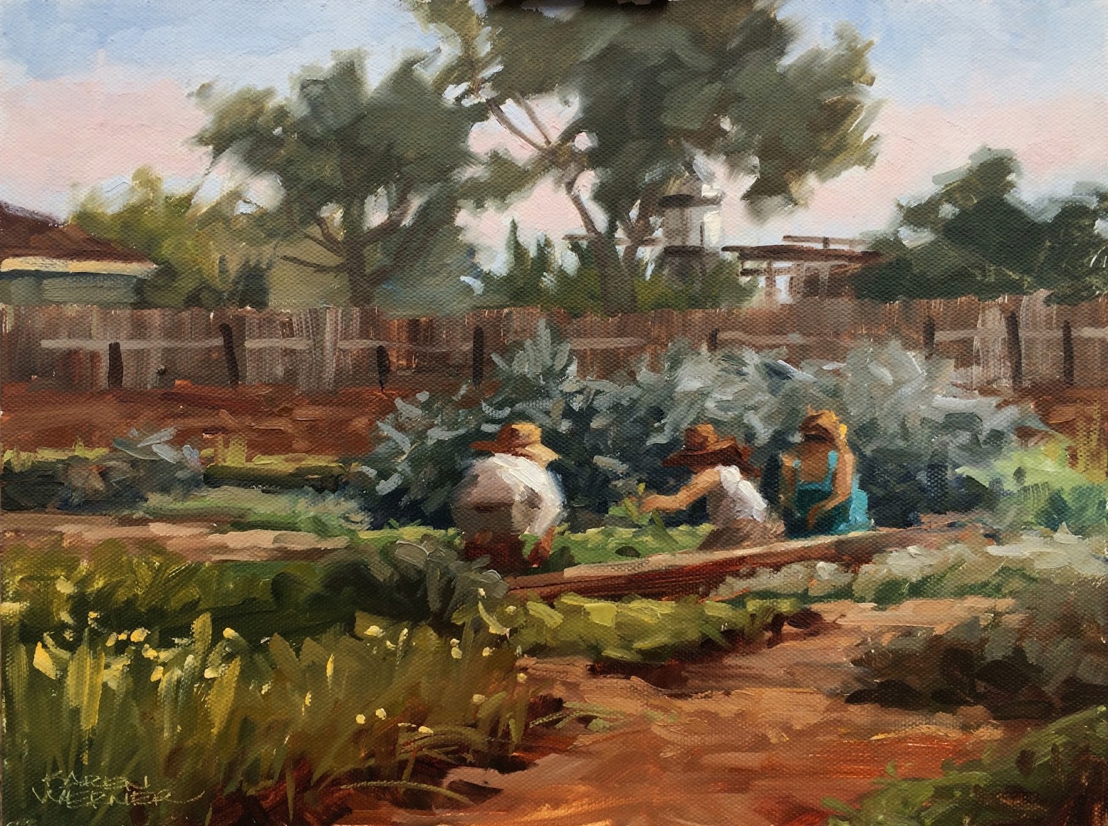 1600x1193 Karen Werner Fine Art Spring Farm Work A Plein Air Oil Painting - The Farm Painting