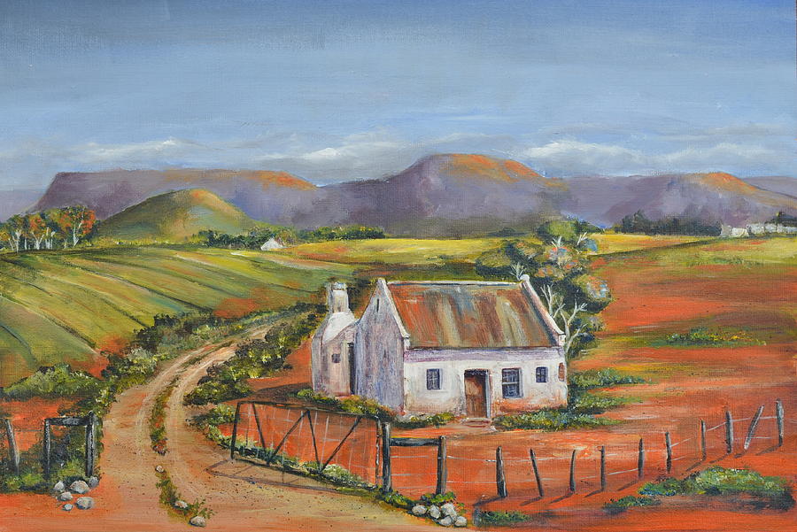 900x601 Little House On The Farm Painting By Kareni Bester - The Farm Painting