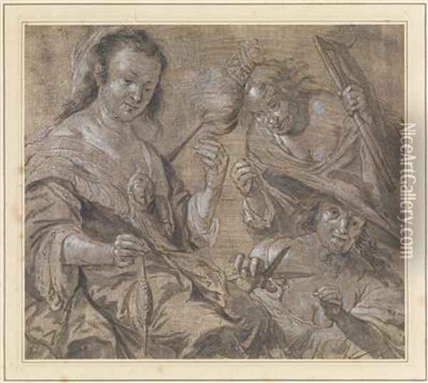 600x537 Le Tre Parche (The Three Fates) Oil Painting Reproduction By - The Fates Painting