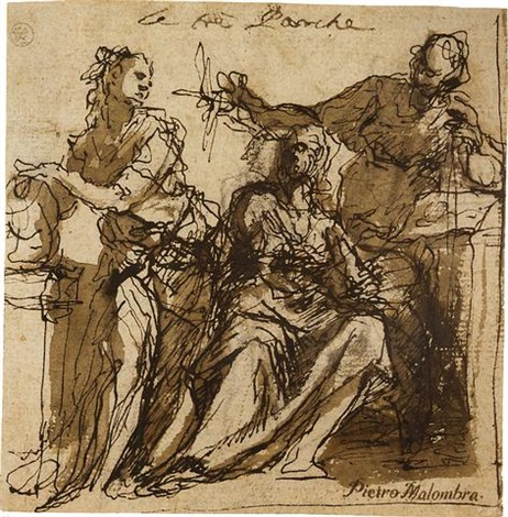 462x470 The Three Fates A Solomonic Column 2 Studies By Alessandro Maganza - The Fates Painting