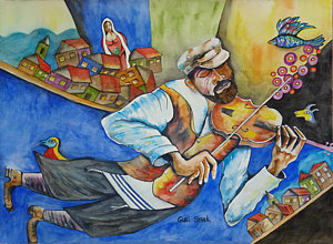 300x220 Fiddler On The Roof Paintings Fine Art America - The Fiddler Painting