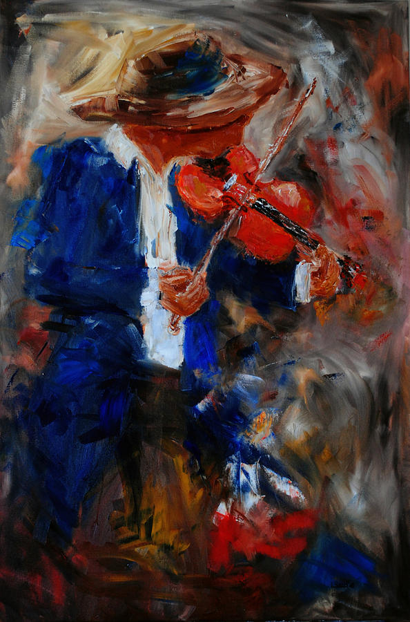 594x900 The Fiddler Abstract Impressionism Fiddler Violin Figure Oil - The Fiddler Painting