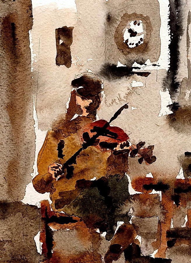 655x900 The Fiddler Painting By Val Byrne - The Fiddler Painting