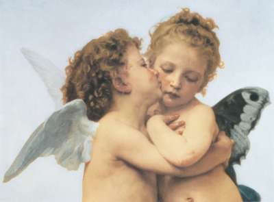 400x295 First Kiss By William Adolphe Bouguereau - The First Kiss Painting