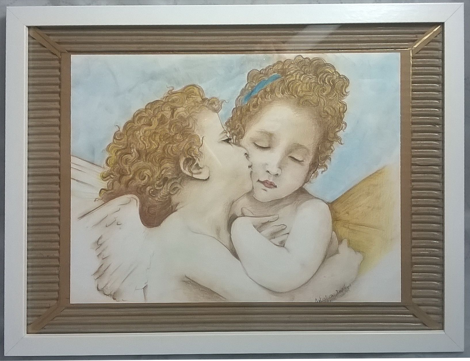 1634x1256 32x42cm Amour Et Enfants, The First Kiss, Classical Greek - The First Kiss Painting