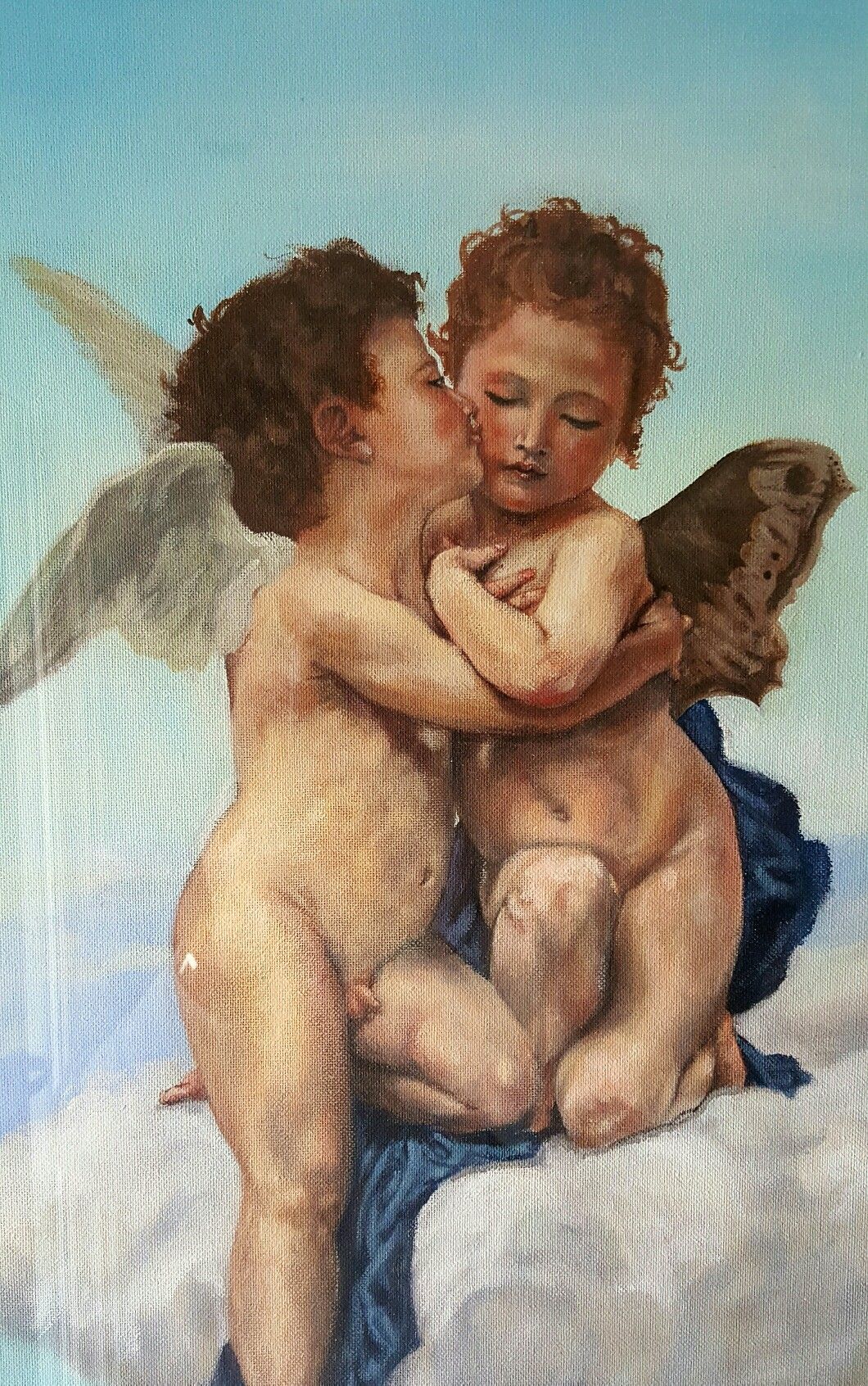 1060x1692 The First Kiss (Il Bacio). Angels. Interpretation Of Original - The First Kiss Painting