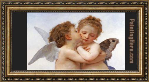 507x282 William Bouguereau The First Kiss Framed Painting For Sale - The First Kiss Painting