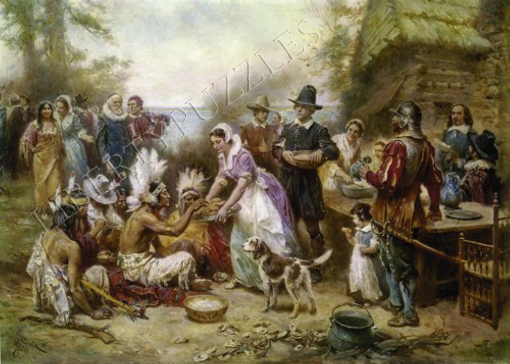 1681x1200 The First Thanksgiving, 1621 - The First Thanksgiving Painting