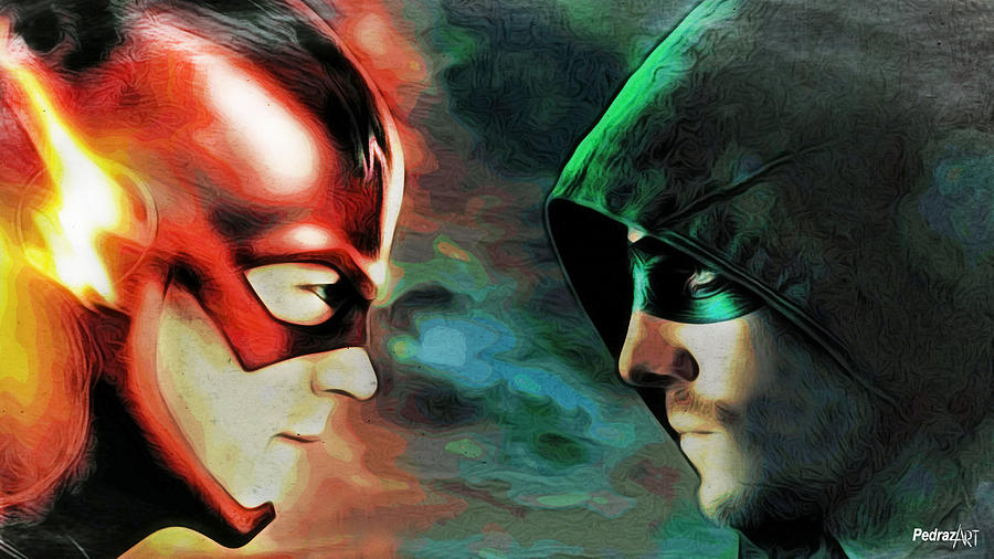 900x506 Flash Vs Arrow Painting By Pedrazart Digital Designs - The Flash Painting