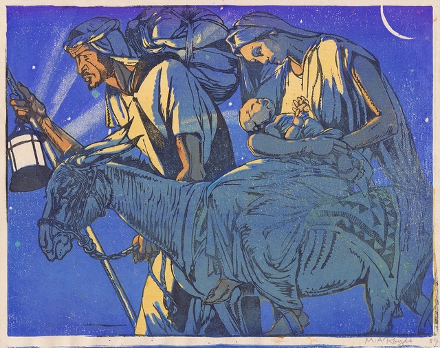 640x507 Royds, Mabel (1874 1941), - The Flight Into Egypt Painting