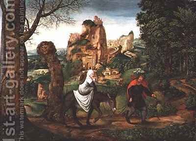 400x287 The Flight Into Egypt Lucas Gassel Reproduction 1st Art Gallery - The Flight Into Egypt Painting