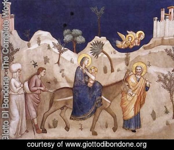 600x516 Giotto Di Bondone - The Flight Into Egypt Painting