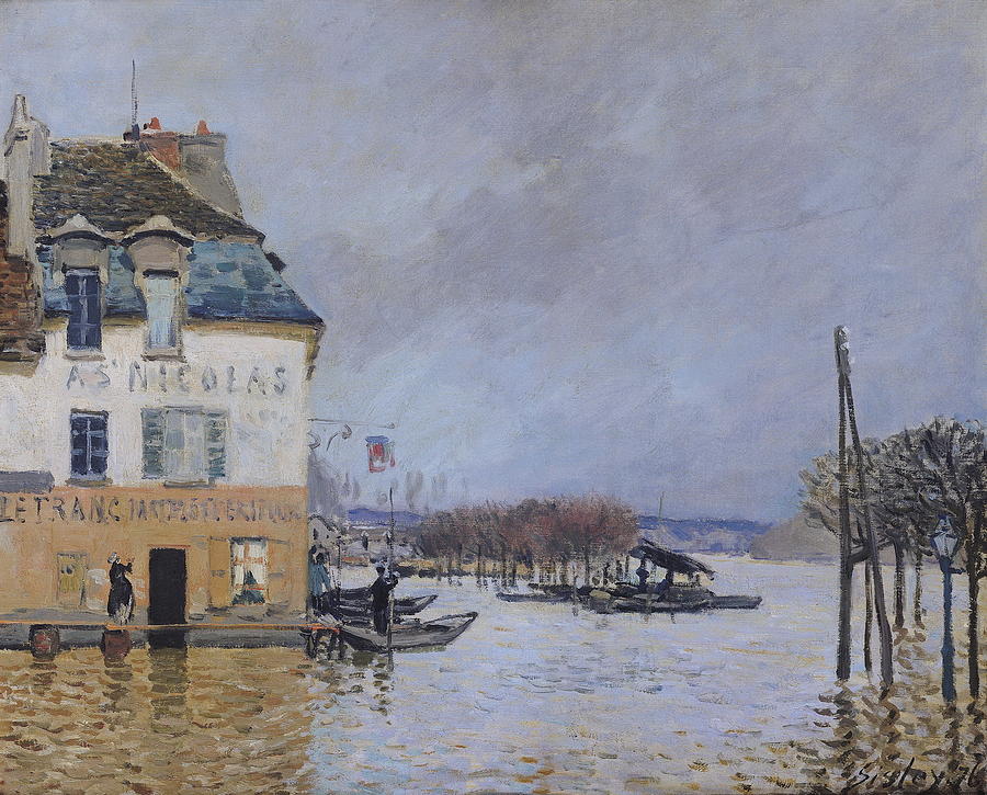 900x725 The Flood At Port Marly Painting By Alfred Sisley - The Flood Painting