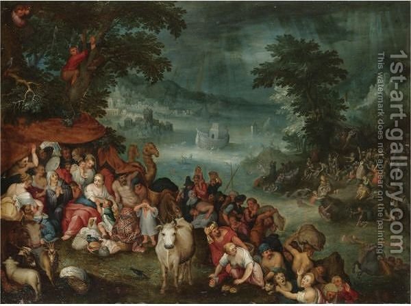 600x447 The Flood With Noah's Ark In The Background (After) Jan The Elder - The Flood Painting
