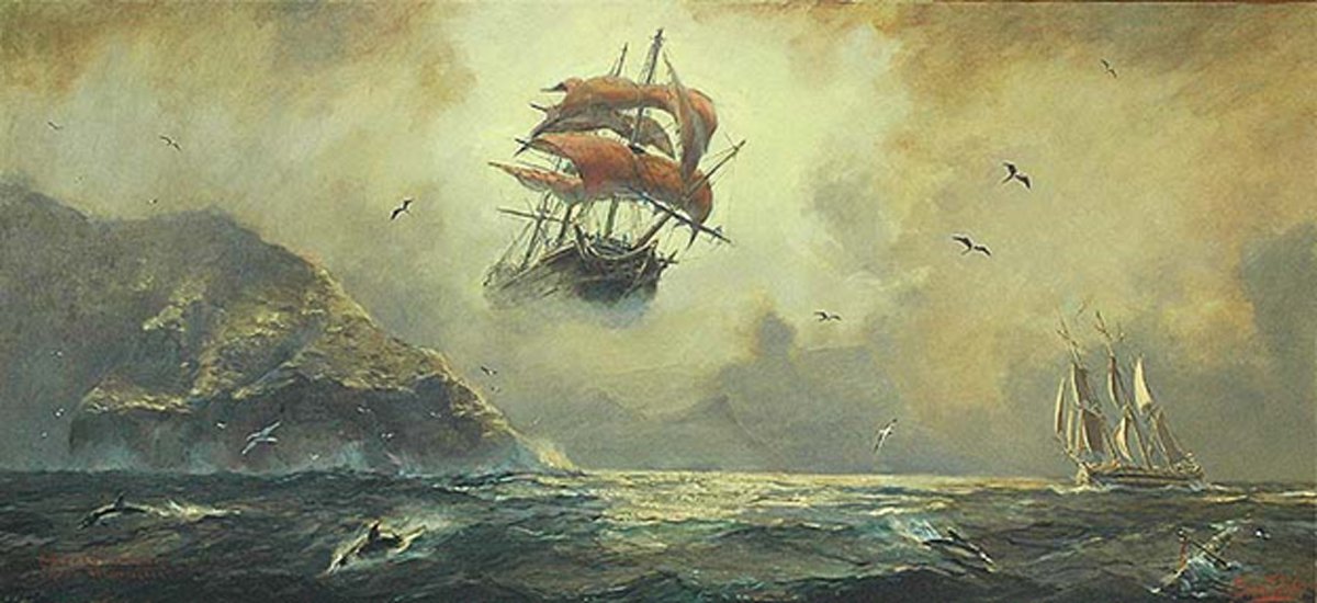 1200x550 Legend The Flying Dutchman, Ghostly Apparition The Ship - The Flying Dutchman Painting
